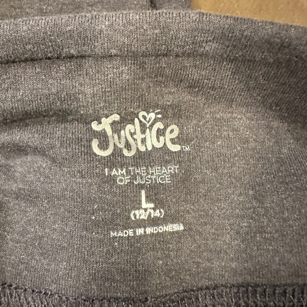 Justice Leggings 2‎ Pair Gray Striped and Charcoal Athleisure Girls Large 12-14
